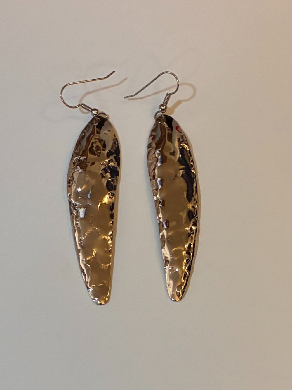 3" Silver Hammered Earrings